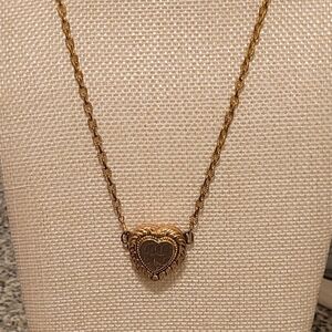 Antique Gold Filled Heart Locket Pendant Necklace- 18 inches